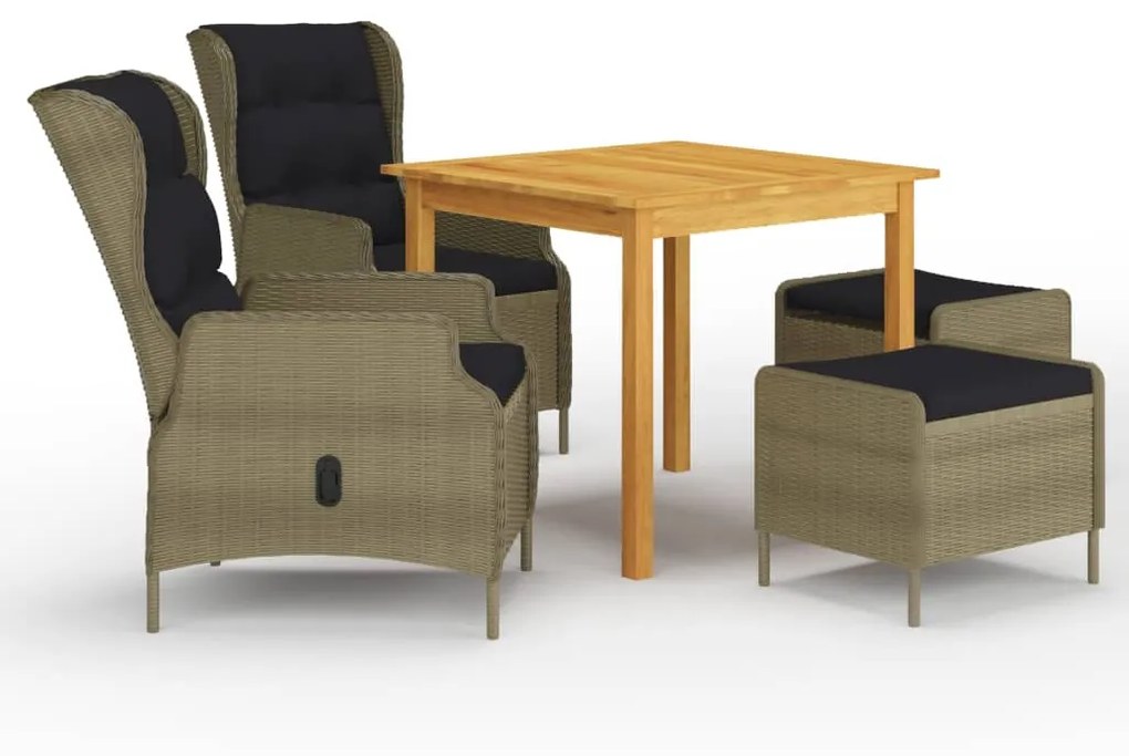 vidaXL 5 pcs conjunto de jantar para jardim castanho