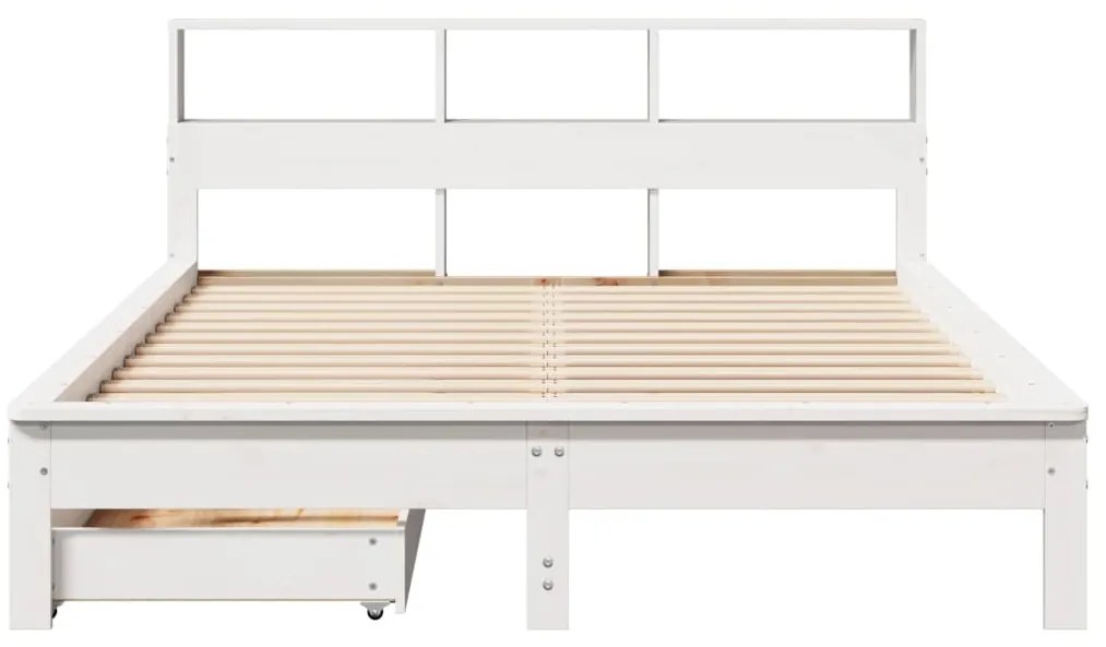 Cama com estante sem colchão 140x200 cm pinho maciço branco