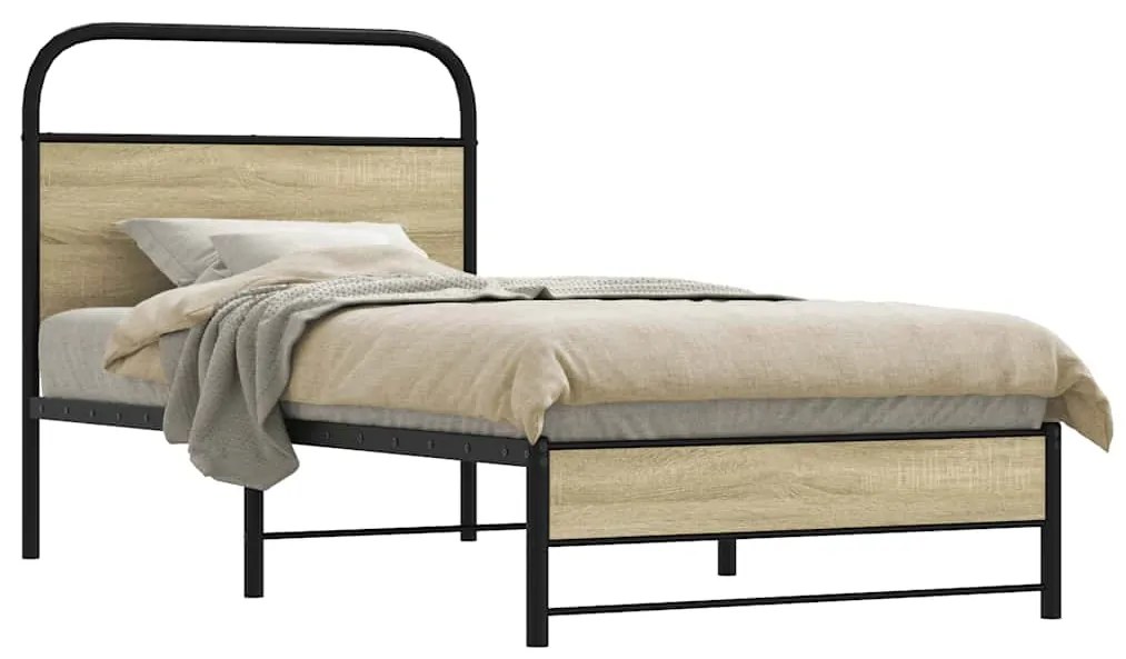 vidaXL Estrutura cama s/ colchão derivados de madeira carvalho sonoma