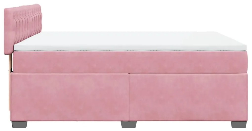 Cama com molas/colchão 140x200 cm veludo rosa