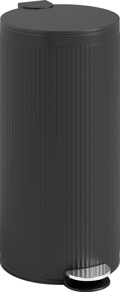 HOMCOM Lixeira 30 L com pedal e tampa com fecho suave, balde interno, metal, preto, 36 x 30 x 60,5 cm | Aosom Portugal