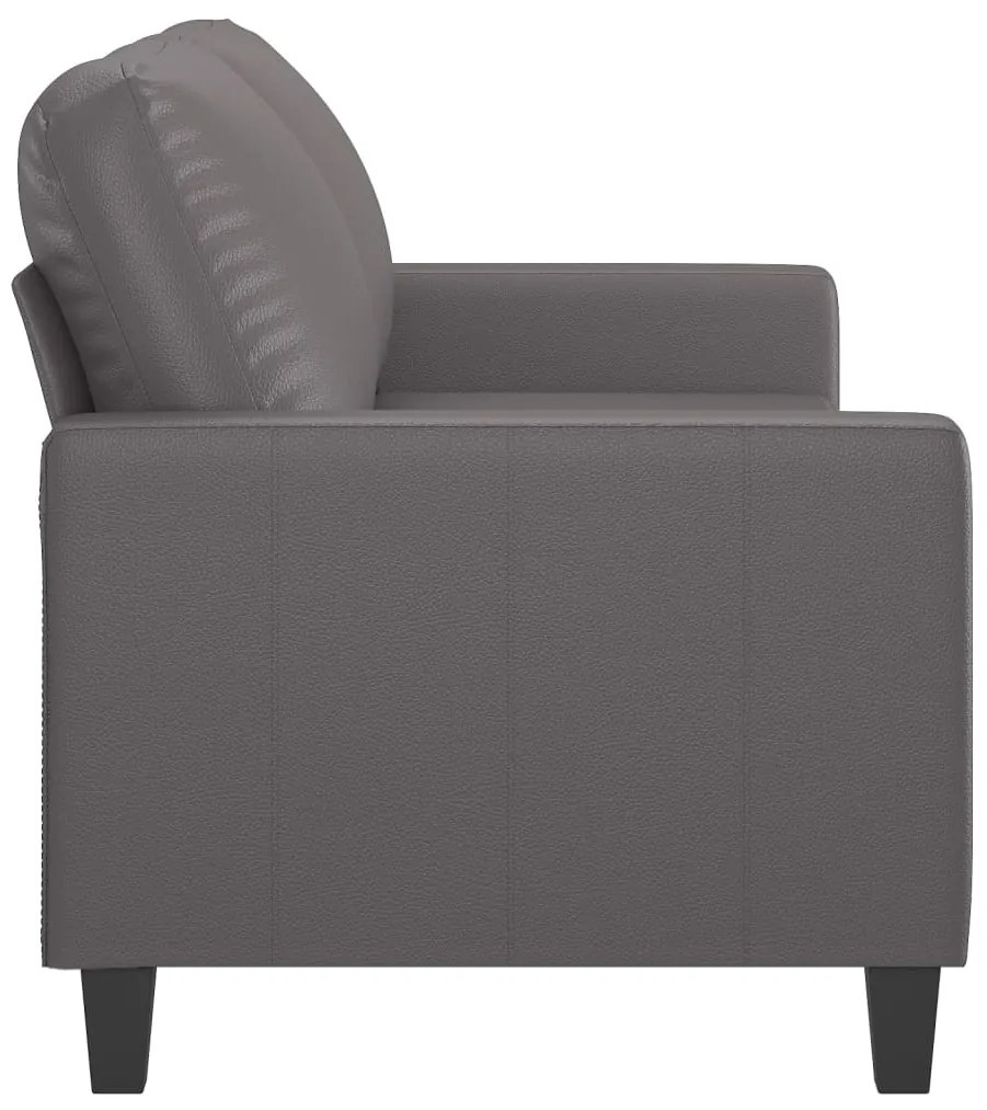 Sofá de 2 lugares 140 cm couro artificial cinza