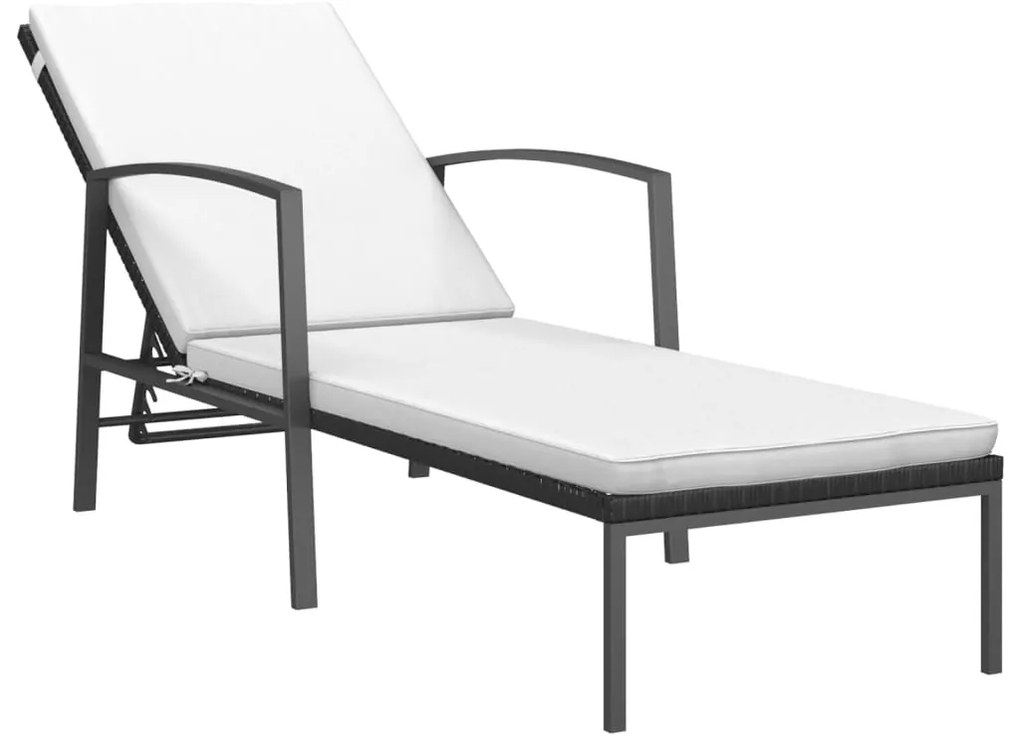 Espreguiçadeiras com mesa 2 pcs vime PE preto