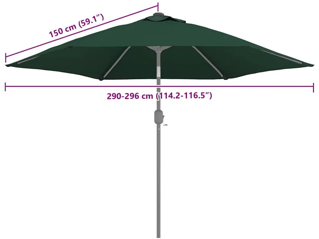 Tecido de substituição p/ guarda-sol de exterior 300 cm verde