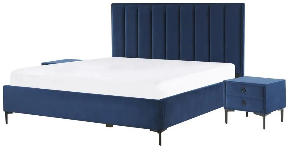 Conjunto de quarto em veludo azul 140 x 200 cm SEZANNE Beliani