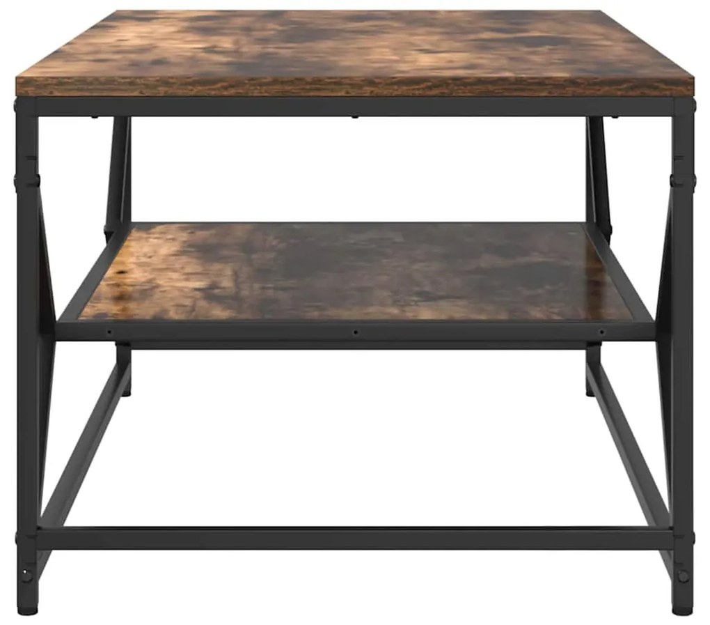 mesa de centro com prateleira carvalho defumado 90x50x40 cm madeira de