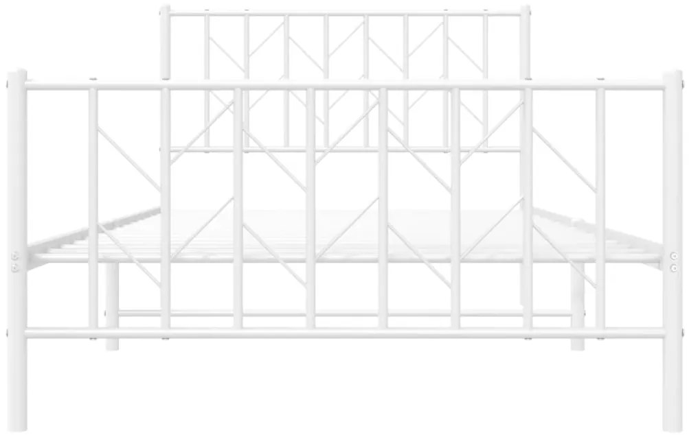 Estrutura de cama com cabeceira e pés 107x203 cm metal branco