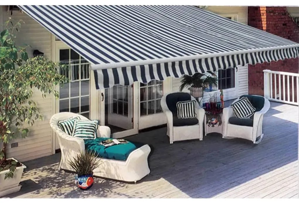 Toldo dobrável manual 300 cm azul/branco