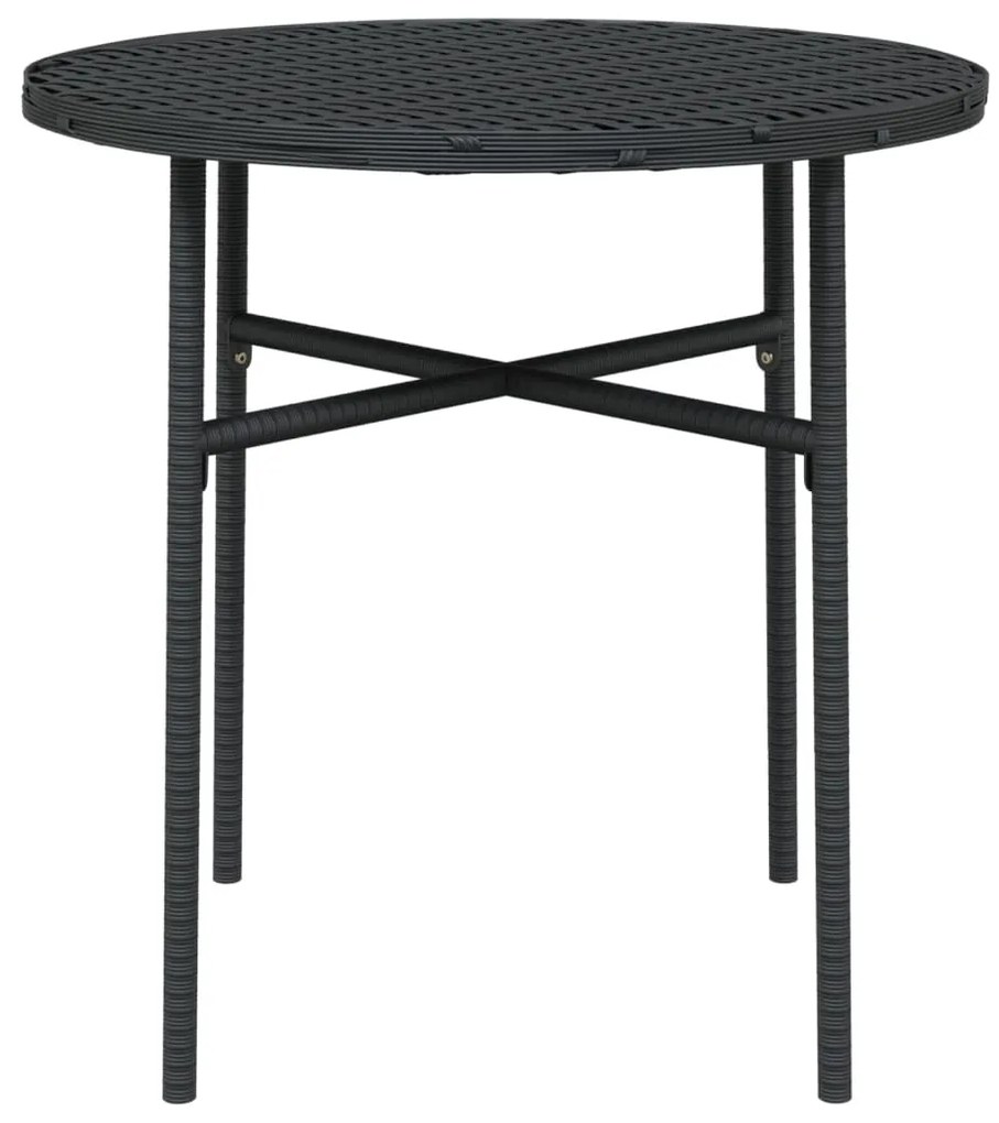 3 pcs conjunto de jantar para jardim vime PE preto