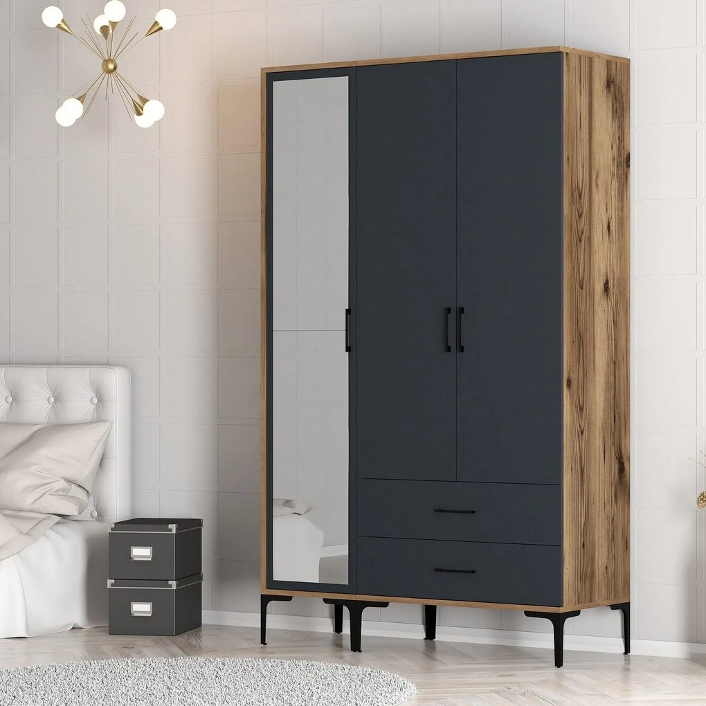 Roupeiro Kumsal RT – Nogueira Antracite – 120x47,5x201,4 cm