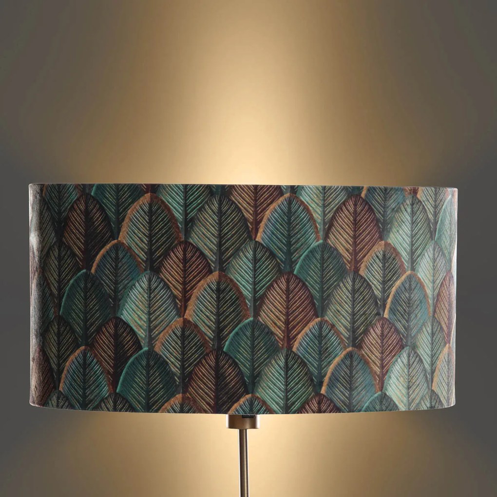 Vloerlamp brons met ovale velours kap blad design 50cm - Parte Art Deco,Retro,Clássico / Antigo