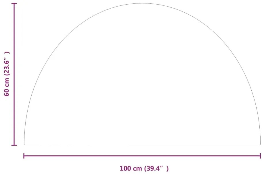 Placa de vidro semicircular para lareira 1000x600 mm
