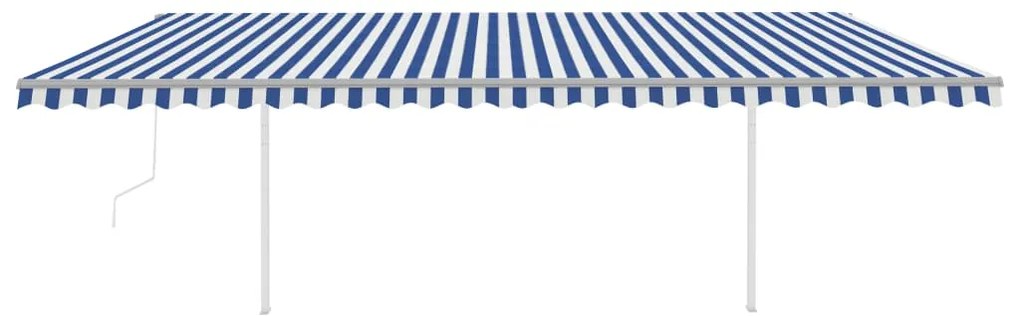 Toldo automático c/ LED e sensor de vento 6x3,5 m azul e branco