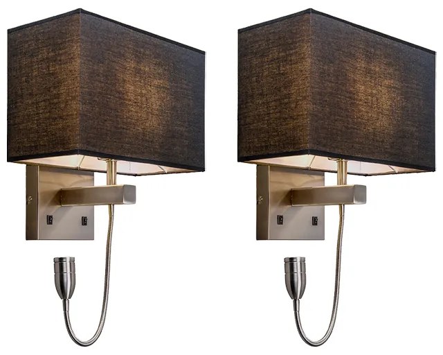 Conjunto de 2 Apliques de Parede em Aço com Abajur