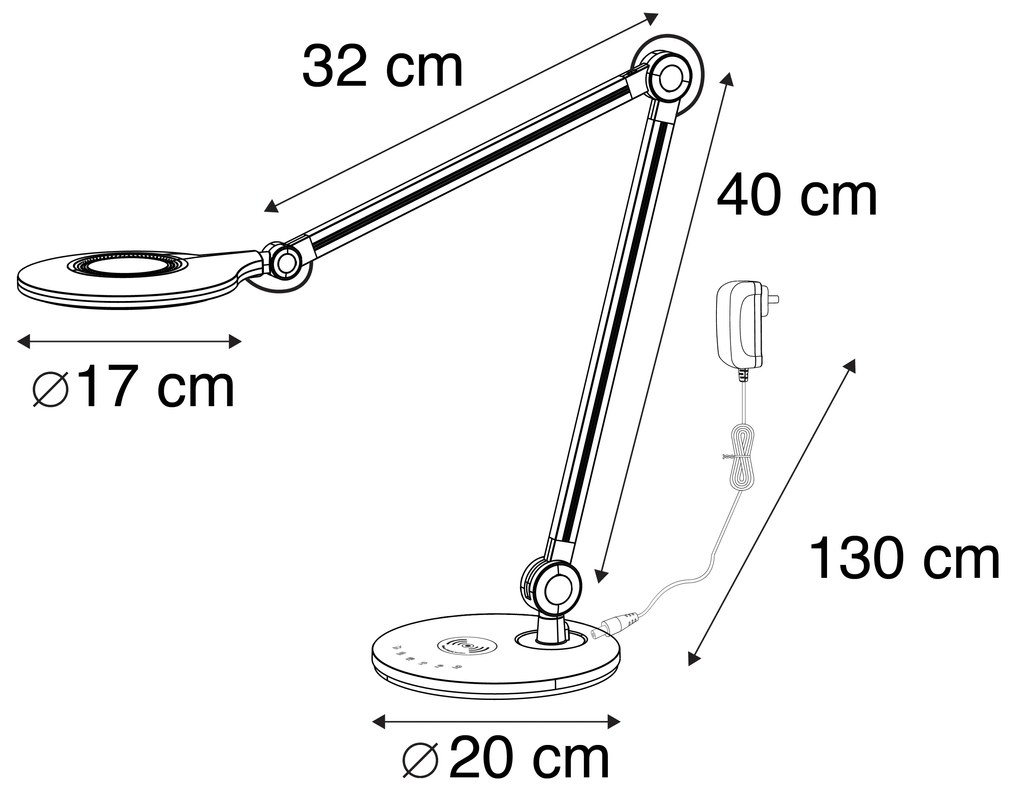 Candeeiro de mesa design cinzento incl. LED com carregador sem fios - DON Design