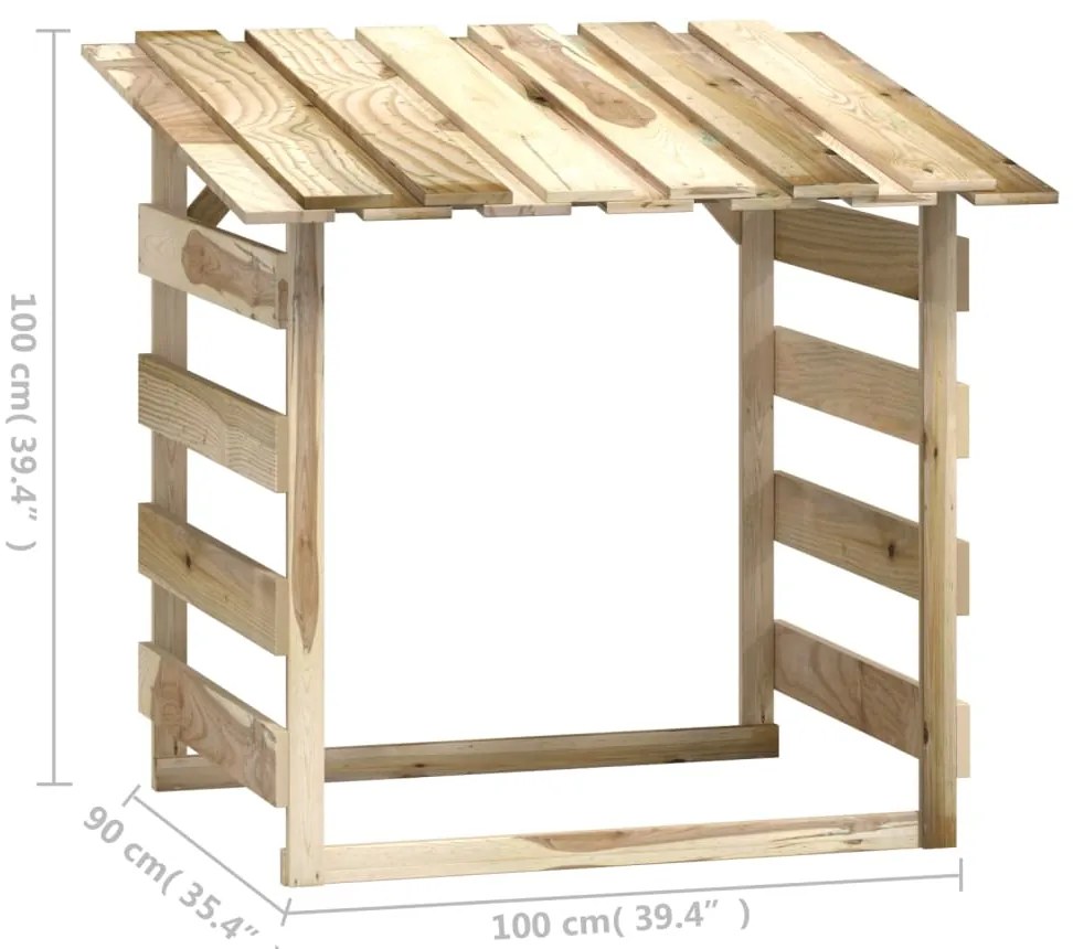 Pérgolas com telhados 3 pcs pinho impregnado 100x90x100 cm