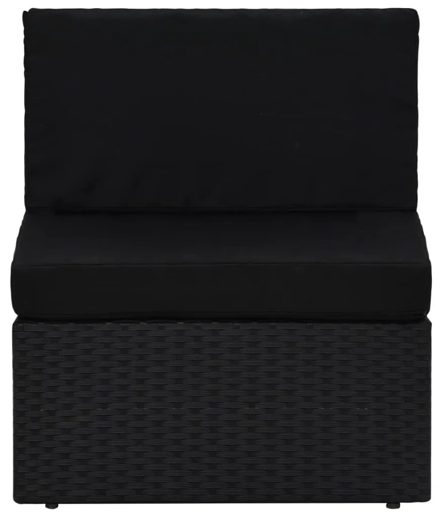 8 pcs conjunto lounge de jardim c/ almofadões vime PE preto