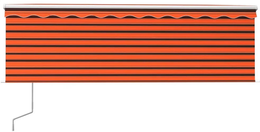 Toldo retrátil automático com estore 4x3 m laranja e castanho