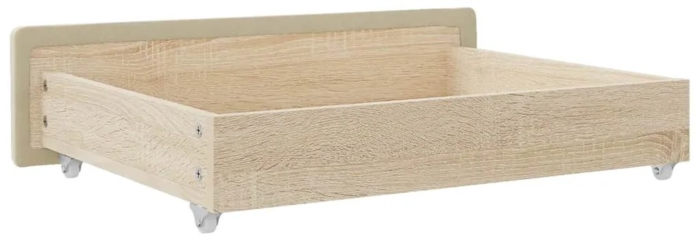 Gavetas de cama 2 pcs derivados de madeira e tecido cor creme