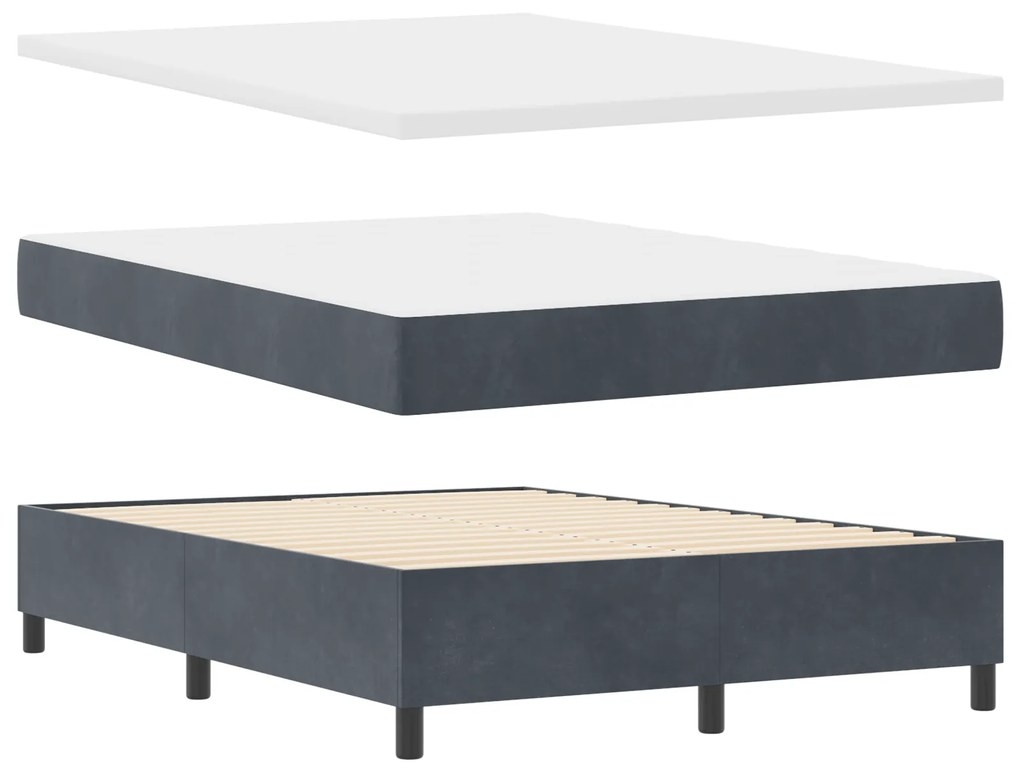 Cama Box com Colchão vidaXL Cinza Escuro 160x200 cm Veludo