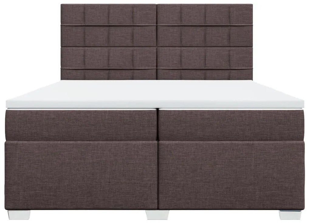 Cama com molas/colchão 200x200 cm tecido castanho-escuro