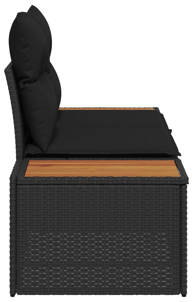 Sofá de Jardim 2 Lugares com Almofadas em Rattan Preto