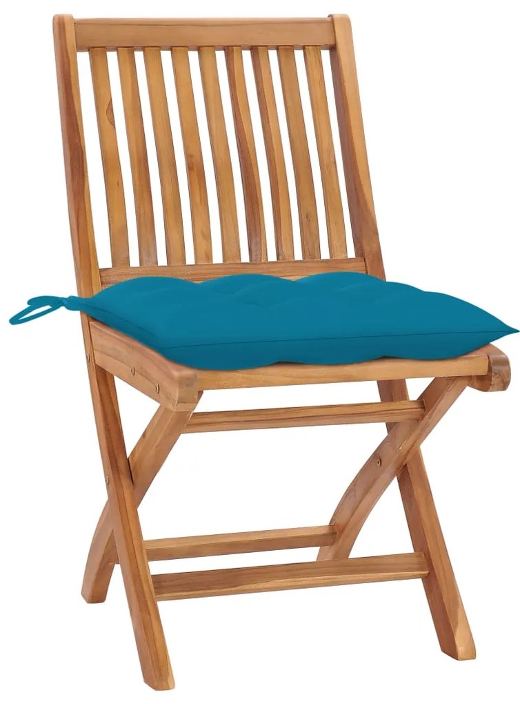 Cadeiras de jardim dobráveis c/ almofadões 8 pcs teca maciça