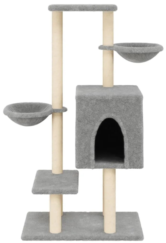 Árvore p/ gatos c/ postes arranhadores sisal 117 cm cinza-claro
