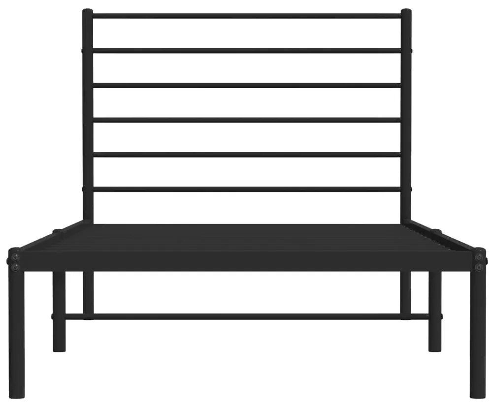 Estrutura de cama com cabeceira 90x190 cm metal preto