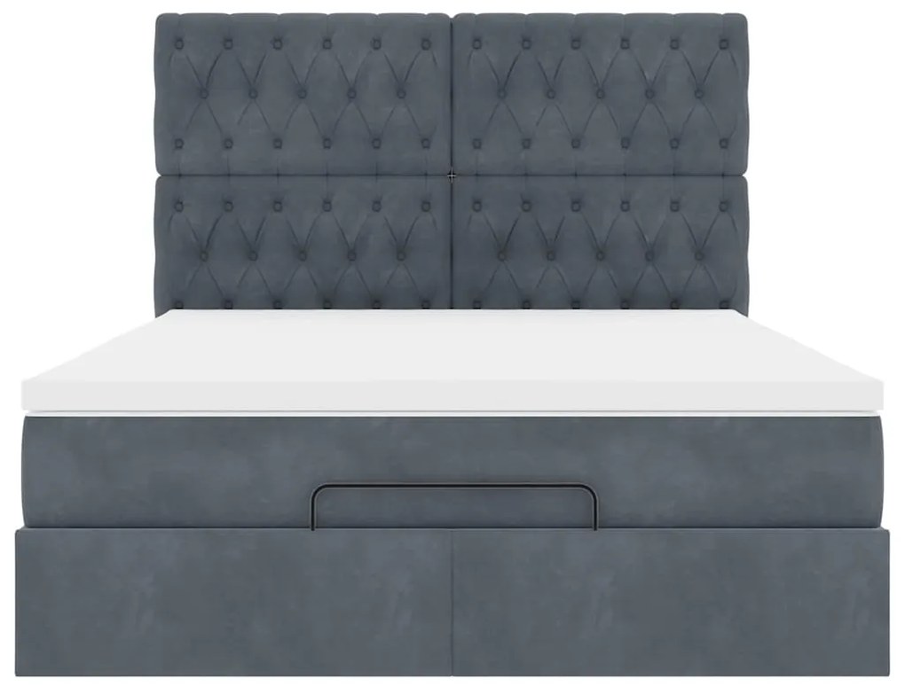 Estrutura cama otomana com colchões 140x190cm cinzento escuro