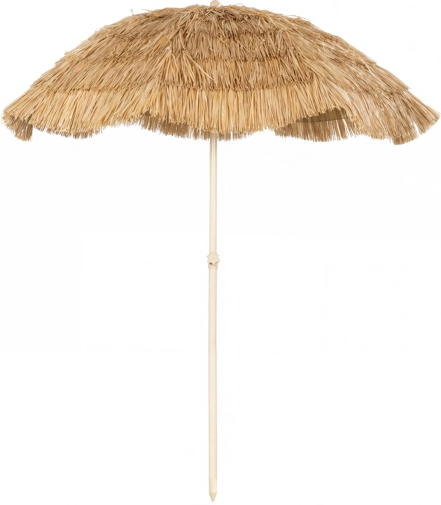 Guarda-sol de praia com Ø 1,85 m, guarda-sol grande inclinável, estilo havaiano, altura do mastro ajustável, saco de transporte, cor cáqui