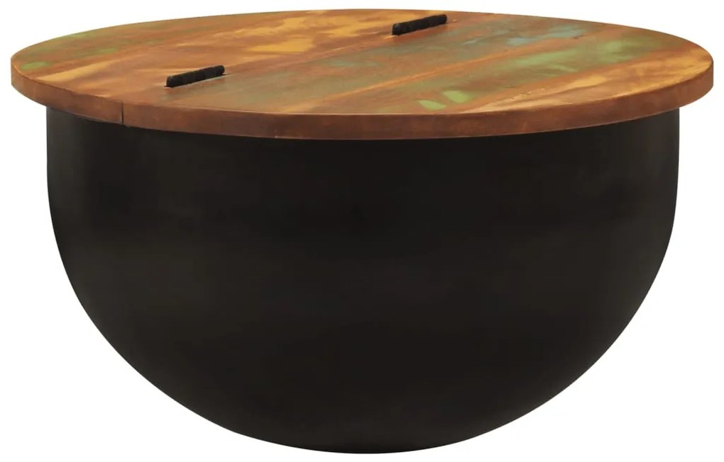 Mesa de centro 50x27 cm madeira recuperada maciça preto