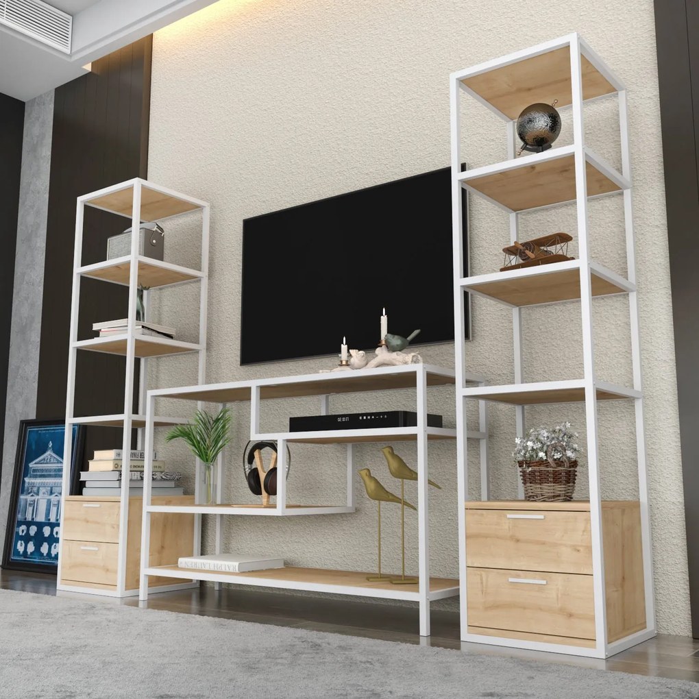 Unidade de TV Robbins – Branco Carvalho – 198 cm x 39 cm x 160 cm
