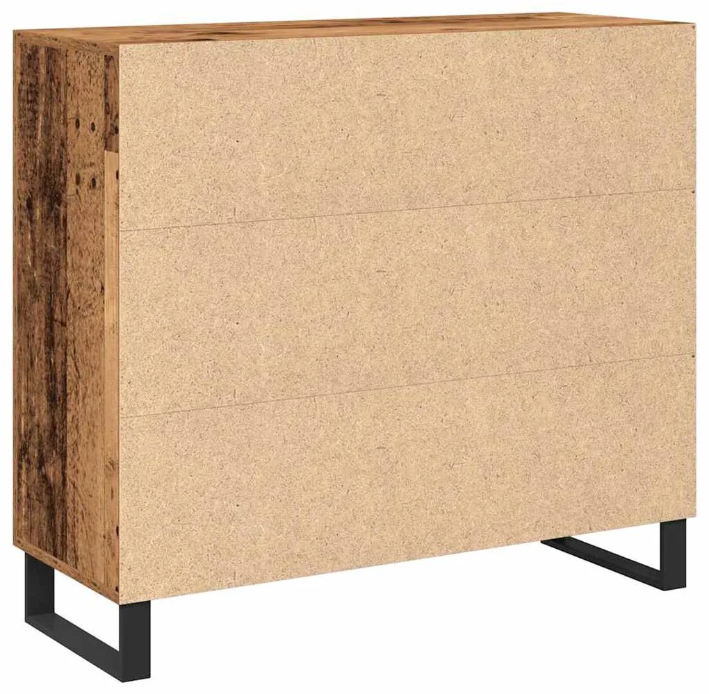 Sideboard vidaXL com 3 Portas em Madeira Antiga 90x34x80 cm em Madeira