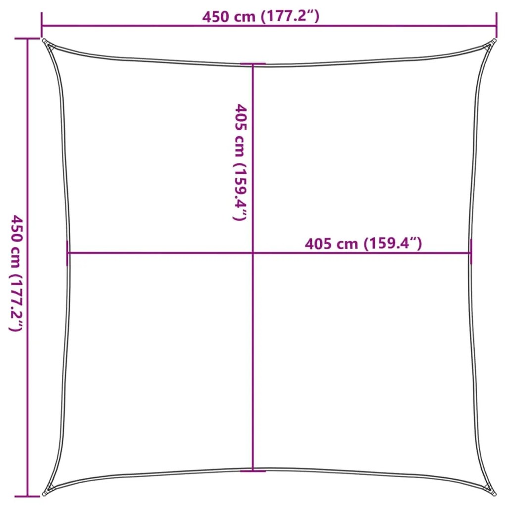 Para-sol estilo vela quadrado 160 g/m² 4,5x4,5 m PEAD azul