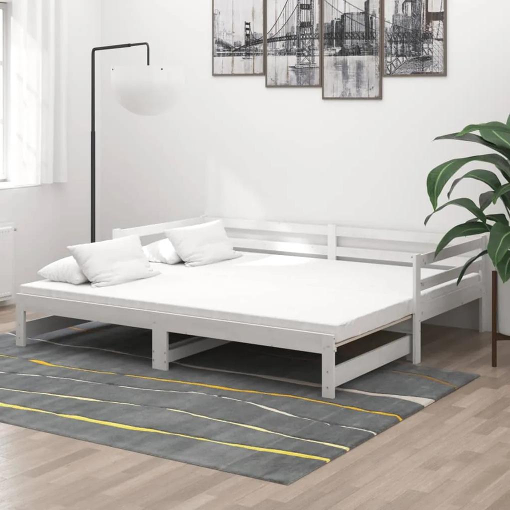 3083655 vidaXL Estrutura sofá-cama de puxar 2x(90x200) cm pinho maciço branco