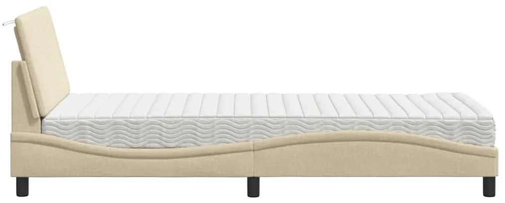 Cama com colchão 80x200 cm tecido cor creme