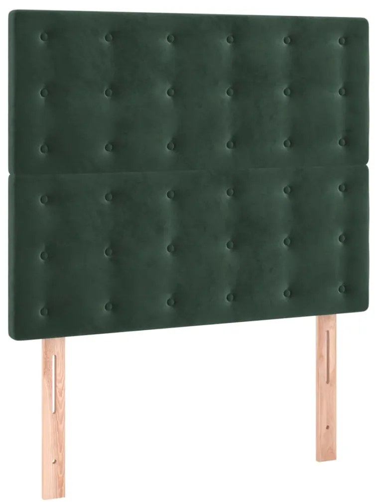 Cama boxspring com colchão 120x200 cm veludo verde-escuro