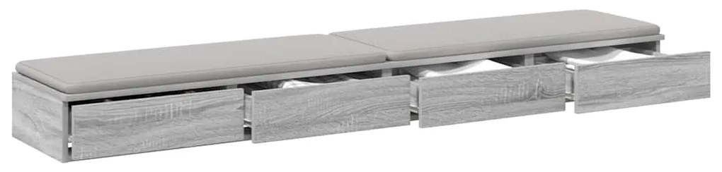 Gavetas de Cama vidaXL Cinza Sonoma 200x36,5x16,5 cm Madeira Engineere