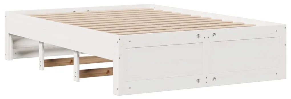 Cama sem colchão com gavetas 150x200 cm pinho maciço branco