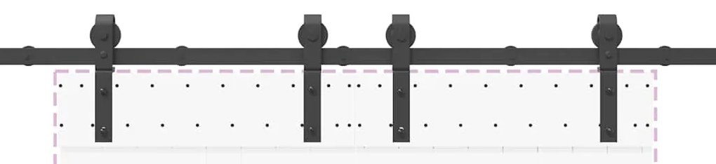 Kit de ferragens para porta deslizante 183 cm aço preto