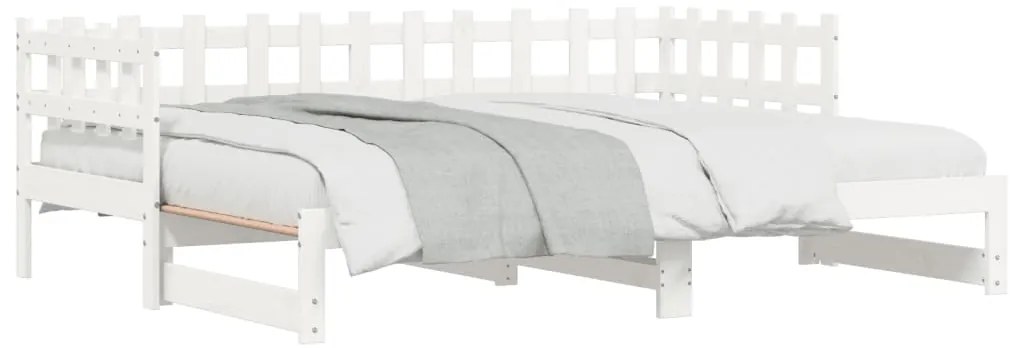 Estrutura sofá-cama de puxar 2x(90x190) cm pinho maciço branco
