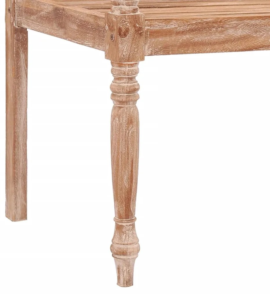 Banco Batávia 120 cm madeira de teca maciça branco lavado
