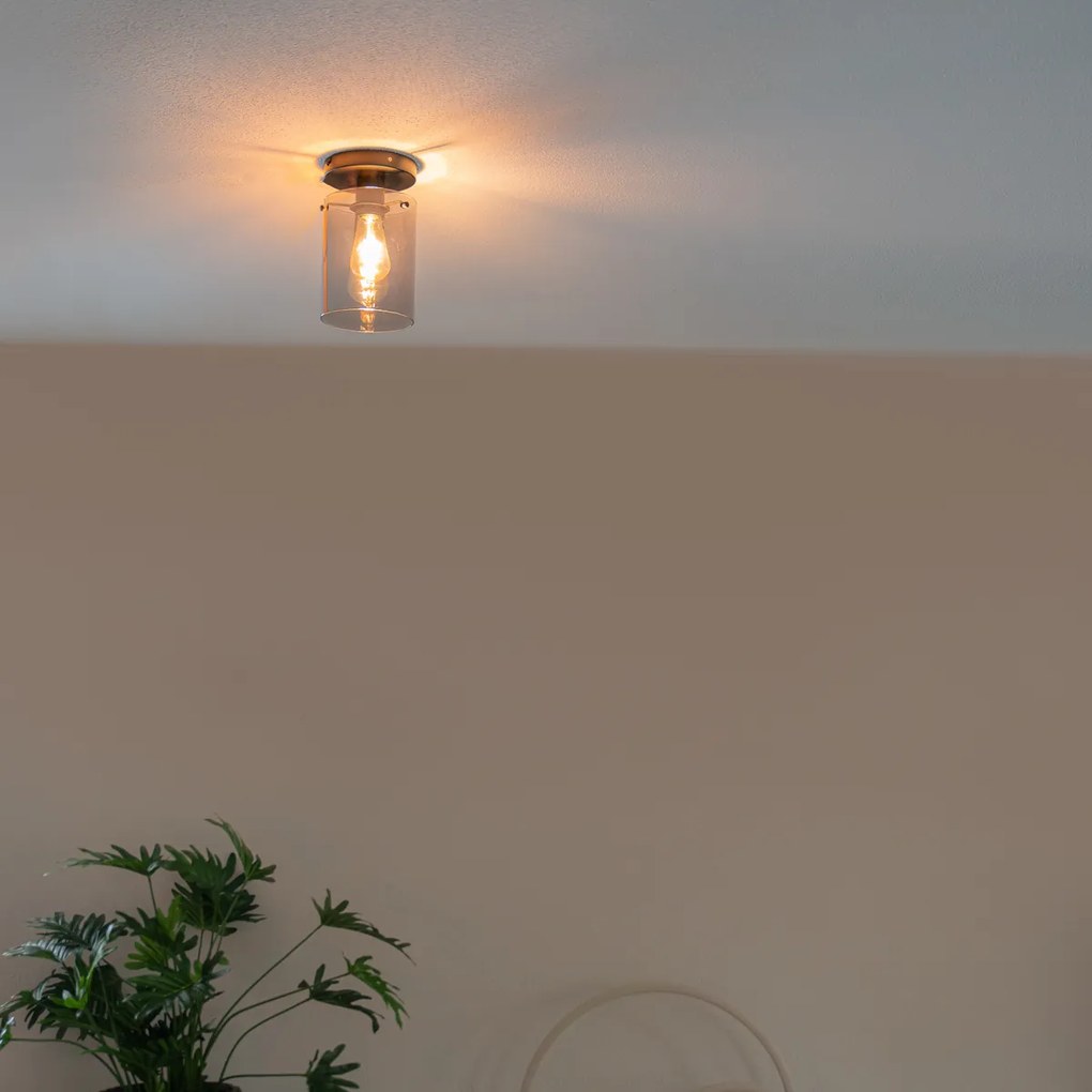 Plafon Inteligente Preto com Vidro Fumado Incl. Wifi ST64 - Dome