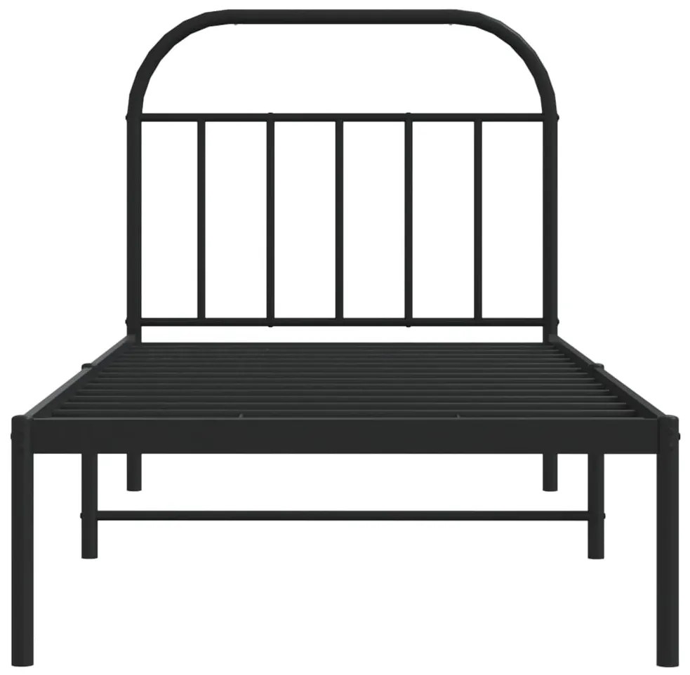 Estrutura de cama com cabeceira 90x200 cm metal preto
