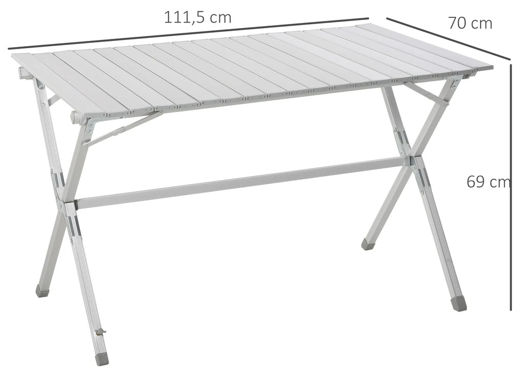 Outsunny Mesa de Campismo Dobrável Mesa Dobrável para Piquenique com Bolsa de Transporte 111,5x70x69cm Prata