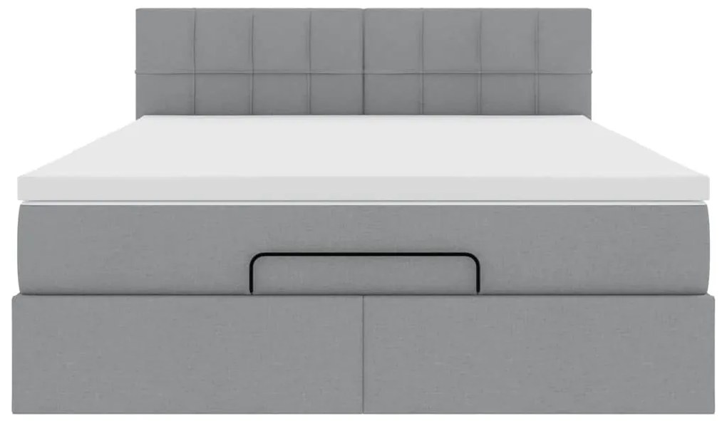 Estrutura cama otomana colchão 140x200cm tecido cinzento claro