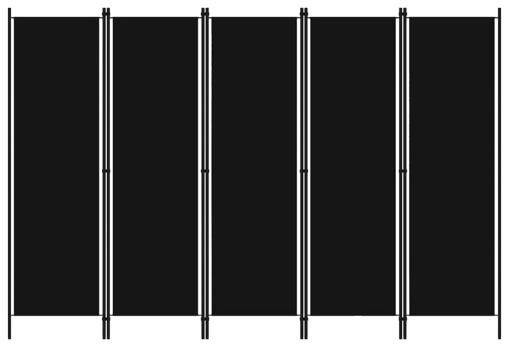 Divisão de Quarto com 5 Painéis 250x180 cm Preto