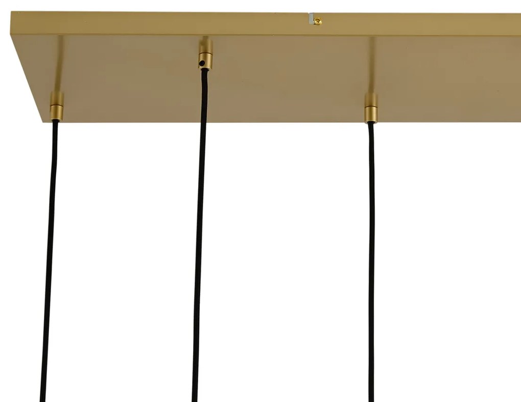 Candeeiro suspenso Art Déco dourado com vidro arco-íris 8-luzes - Sandra