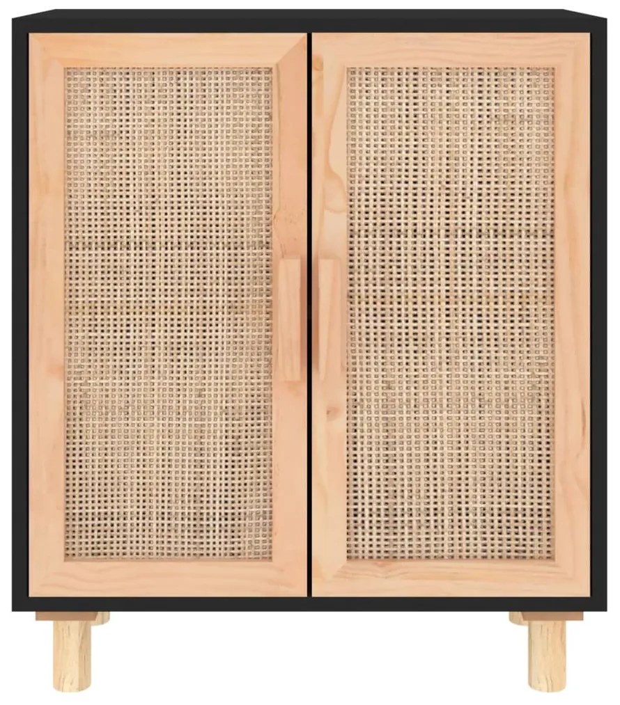 Aparador 60x30x70 cm pinho maciço/vime natural preto